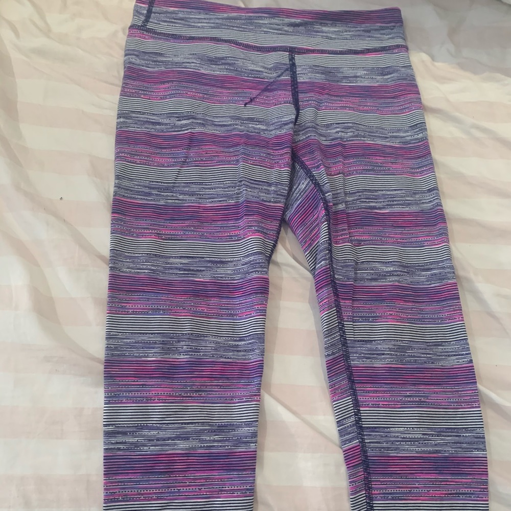 Cropped purple and blue striped Ivivva pants